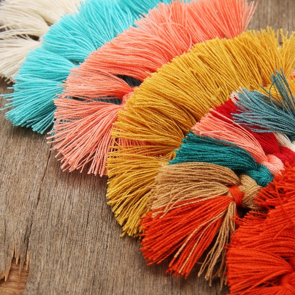 Colorful Bohemian Fringe Tassel Statement Earrings - Picture 3 of 3